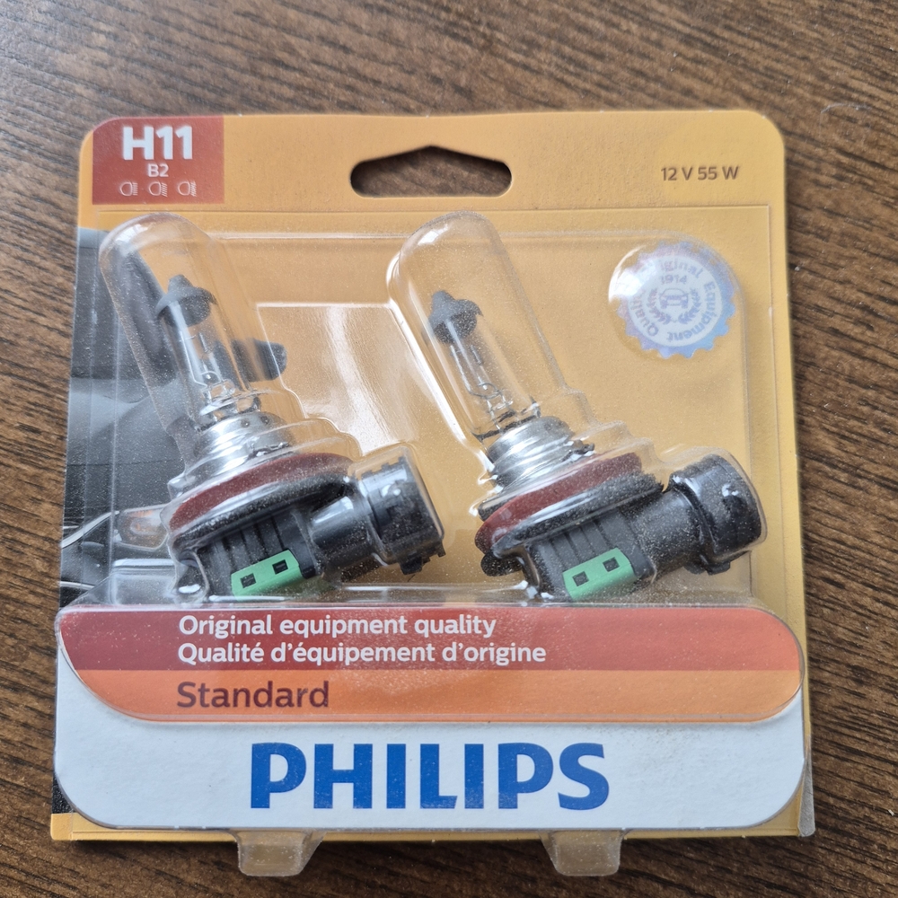 Philips H11 Halogen Headlight Bulbs - Red and Black